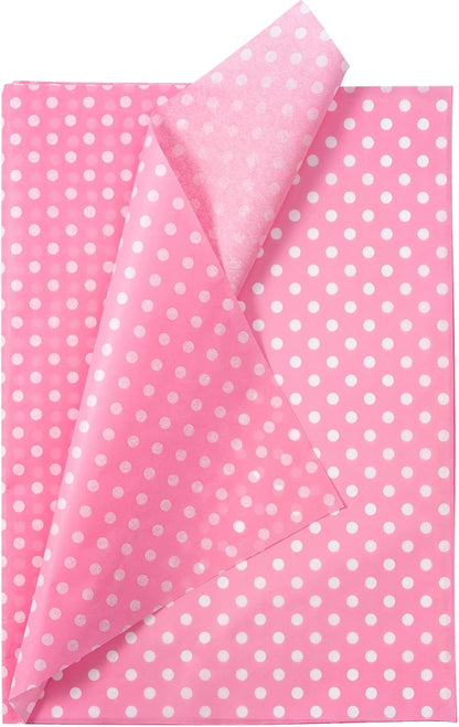 Polka Dots Wrapping Tissue Paper - 30 Sheets 14 x 20 Inch Pink Polka Dots Tissue Paper Bulk for Birthday, Christmas, Wedding, Baby Shower, Art Craft, Party Favor