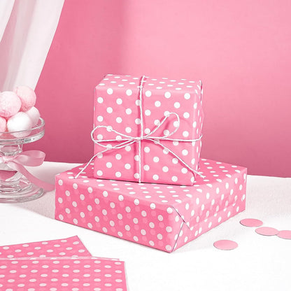 Polka Dots Wrapping Tissue Paper - 30 Sheets 14 x 20 Inch Pink Polka Dots Tissue Paper Bulk for Birthday, Christmas, Wedding, Baby Shower, Art Craft, Party Favor