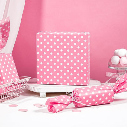 Polka Dots Wrapping Tissue Paper - 30 Sheets 14 x 20 Inch Pink Polka Dots Tissue Paper Bulk for Birthday, Christmas, Wedding, Baby Shower, Art Craft, Party Favor