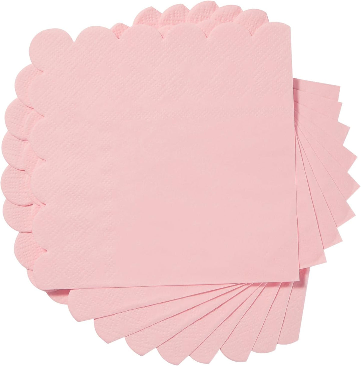 100 Pack Cocktail Napkin 2-Ply Scalloped Edged Pink Napkins 5 x 5IN