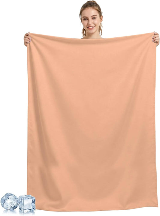 Cooling Blanket for Hot Sleepers, Peach Pink Watercolor Lightweight Cold Summer Blanket for Night Sweats, Solid Color Breathable Soft Cool Blankets for Couch,Sofa Office 40x60in