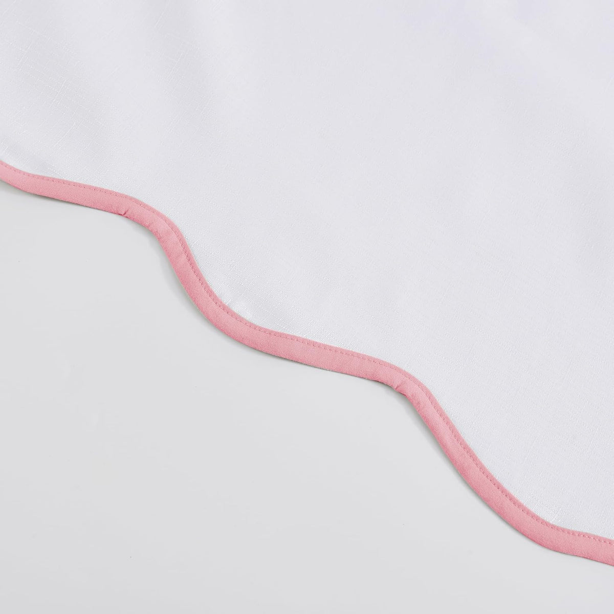 Chic White/Pink Scallop Edge Shower Curtain