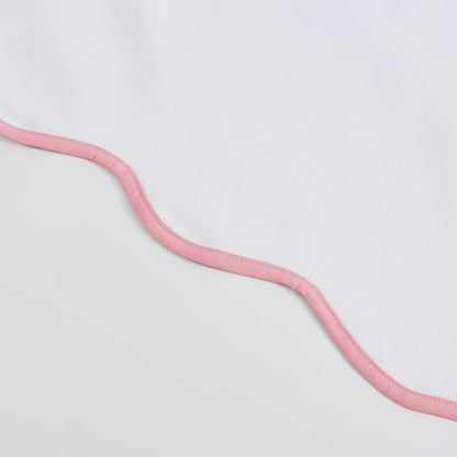 Chic White/Pink Scallop Edge Shower Curtain