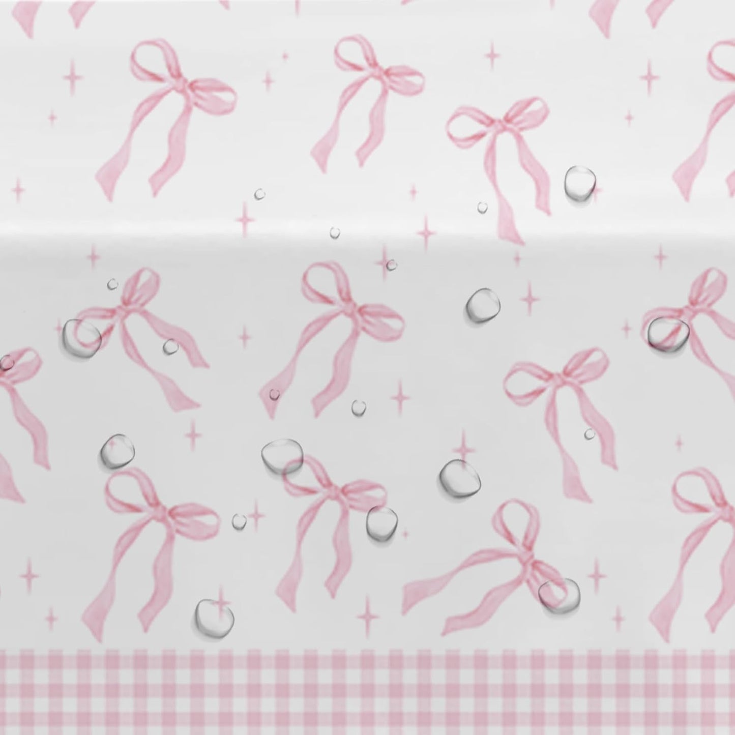 Srua Don Pink Bow Party Decorations Tablecloth, Girl Bow Theme Coquette Birthday Party Supplies Table Cover, Pink Bow Birthday Baby Shower Decorations Table Cloth, 3 Pack, 86in x 55in