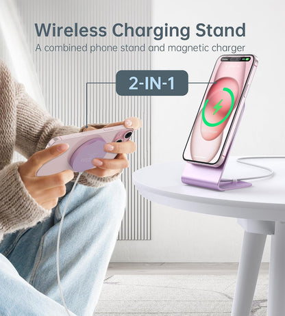 Magnetic Wireless Charger for iPhone 17-12 Series + Aluminum Charger Stand