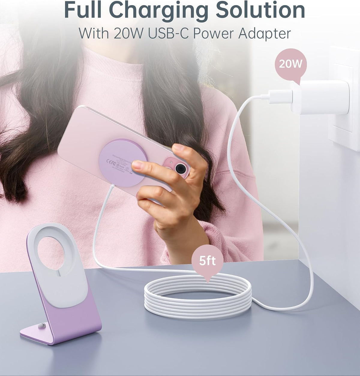 Magnetic Wireless Charger for iPhone 17-12 Series + Aluminum Charger Stand