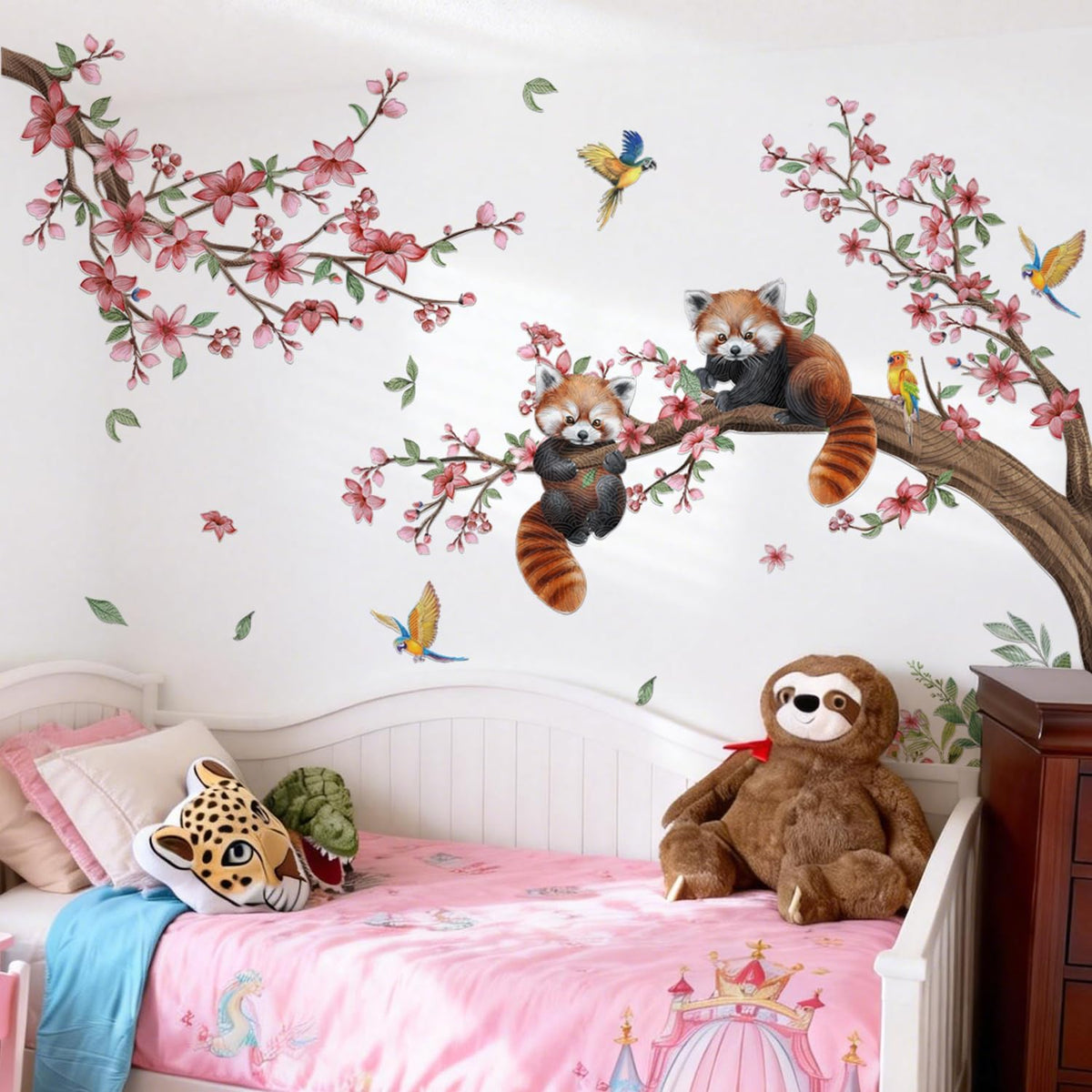 Red Panda Wall Sticker Flower & Animal Self-Adhesive Home Decor