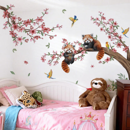 Red Panda Wall Sticker Flower & Animal Self-Adhesive Home Decor