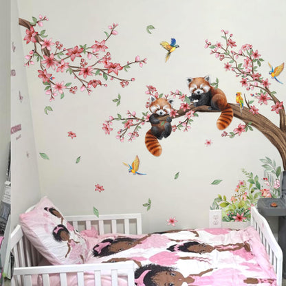Red Panda Wall Sticker Flower & Animal Self-Adhesive Home Decor