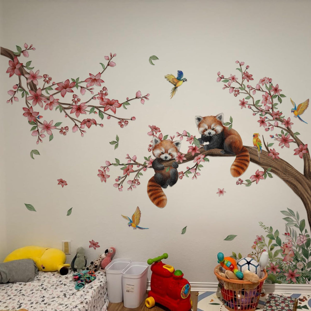 Red Panda Wall Sticker Flower & Animal Self-Adhesive Home Decor