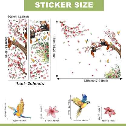 Red Panda Wall Sticker Flower & Animal Self-Adhesive Home Decor