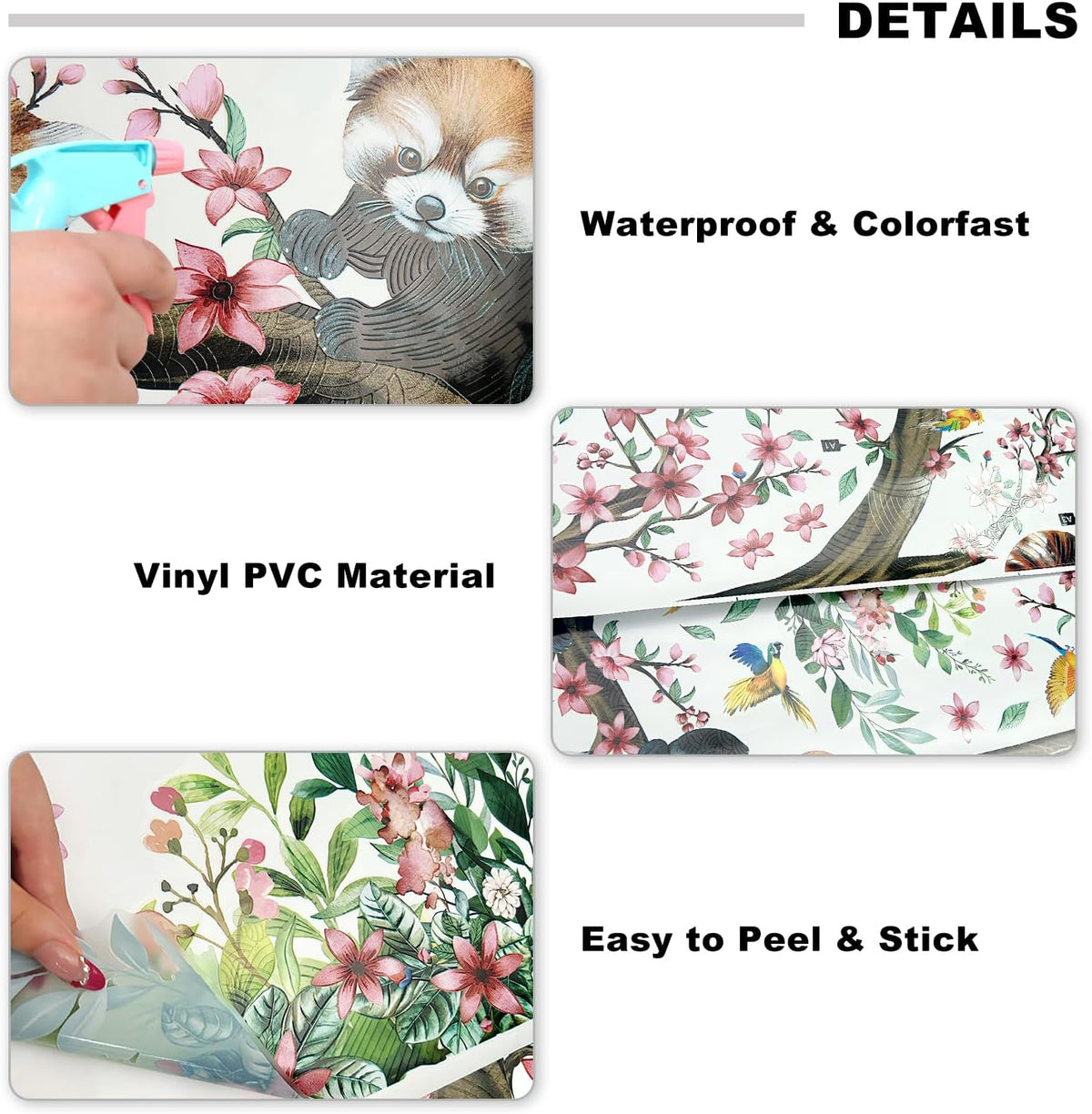 Red Panda Wall Sticker Flower & Animal Self-Adhesive Home Decor