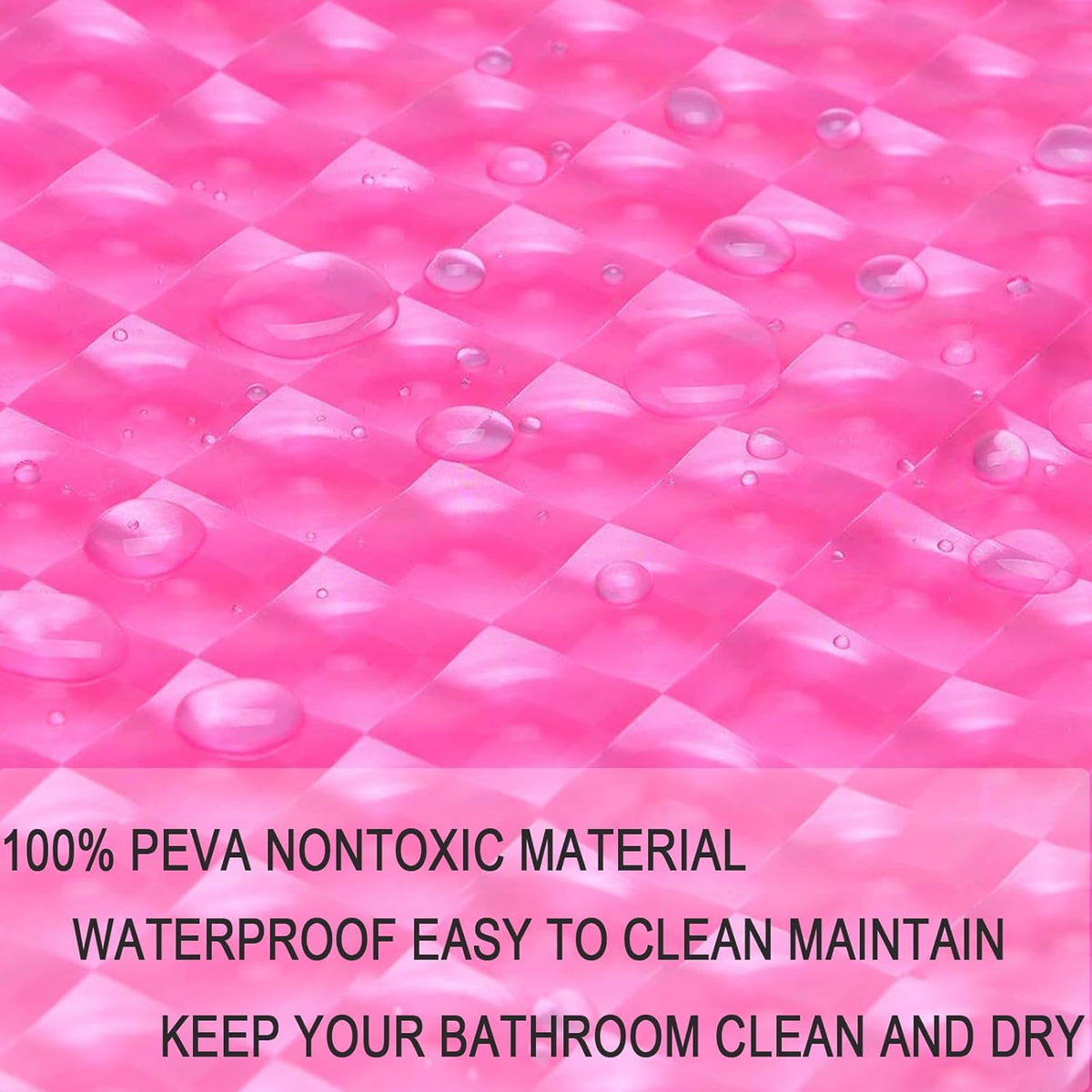 EVA Shower Curtain Liner Hot Pink 3D Water Cube Clear for Bathroom with 12 Rust Proof Metal Grommets, Clear EVA Liner for Girly Bathroom Stall 71x71 Inches