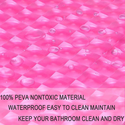 EVA Shower Curtain Liner Hot Pink 3D Water Cube Clear for Bathroom with 12 Rust Proof Metal Grommets, Clear EVA Liner for Girly Bathroom Stall 71x71 Inches