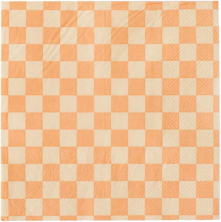 Jollity & Co Check It! Large Napkins - Party Napkins in Peaches N' Cream - Pack of 16 Dinner Napkins - Easy to Mix and Match - Paper Napkins to Suit All Occasions and Birthday Decorations