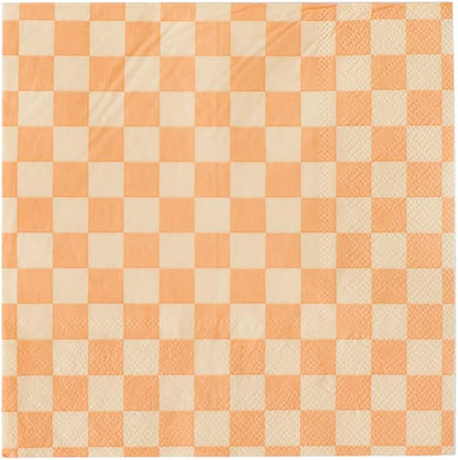 Jollity & Co Check It! Large Napkins - Party Napkins in Peaches N' Cream - Pack of 16 Dinner Napkins - Easy to Mix and Match - Paper Napkins to Suit All Occasions and Birthday Decorations