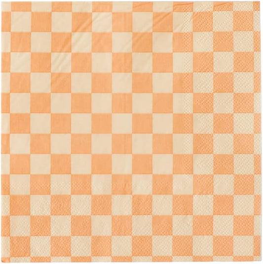 Jollity & Co Check It! Large Napkins - Party Napkins in Peaches N' Cream - Pack of 16 Dinner Napkins - Easy to Mix and Match - Paper Napkins to Suit All Occasions and Birthday Decorations