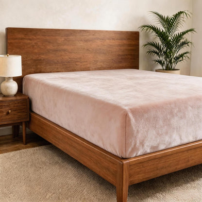 Twin Size Flannel Plush Fitted Sheet Only, Blush