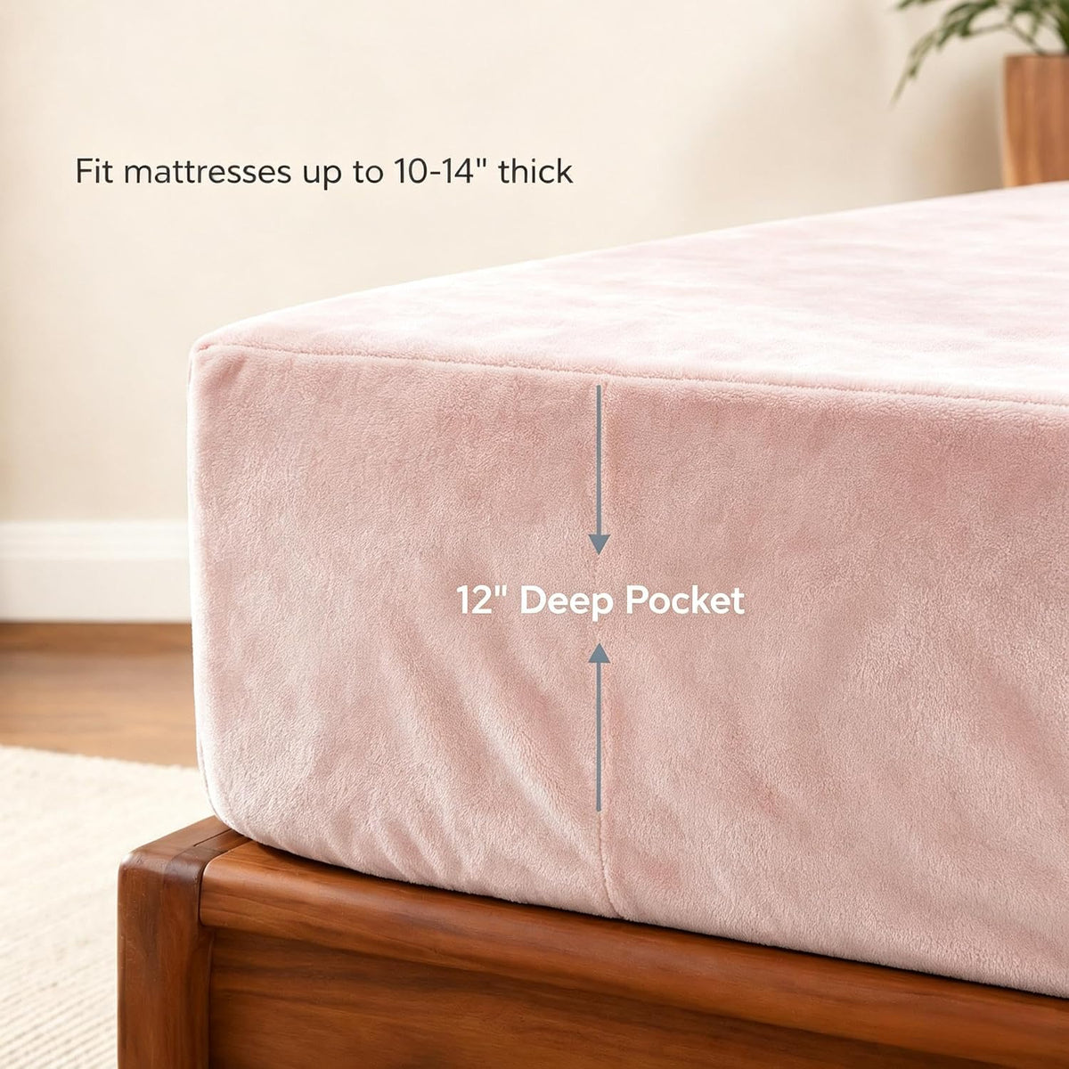 Twin Size Flannel Plush Fitted Sheet Only, Blush