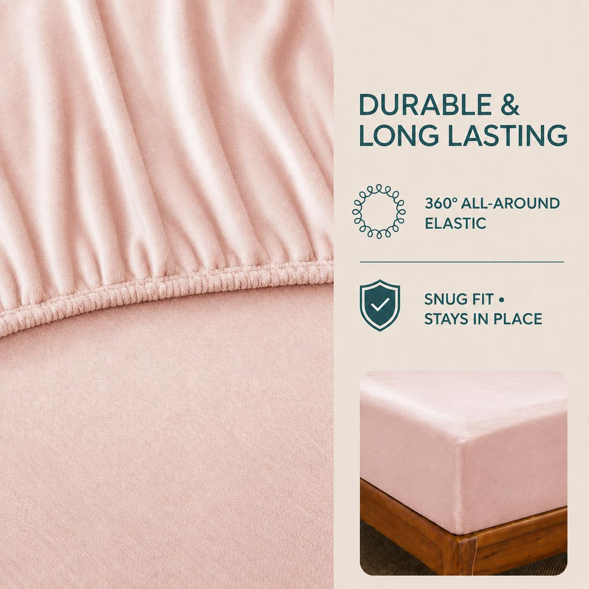Twin Size Flannel Plush Fitted Sheet Only, Blush