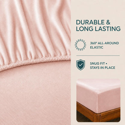 Twin Size Flannel Plush Fitted Sheet Only, Blush