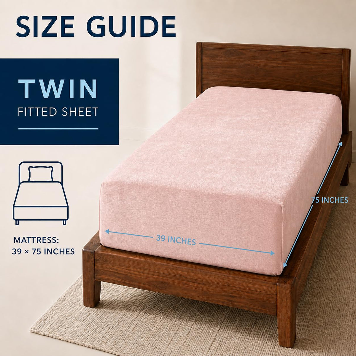 Twin Size Flannel Plush Fitted Sheet Only, Blush