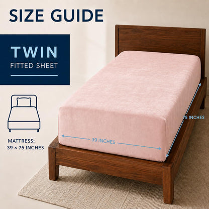 Twin Size Flannel Plush Fitted Sheet Only, Blush