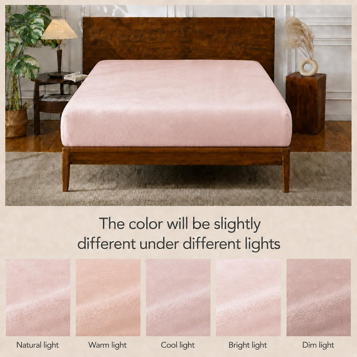 Twin Size Flannel Plush Fitted Sheet Only, Blush