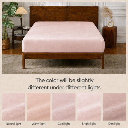 Twin Size Flannel Plush Fitted Sheet Only, Blush