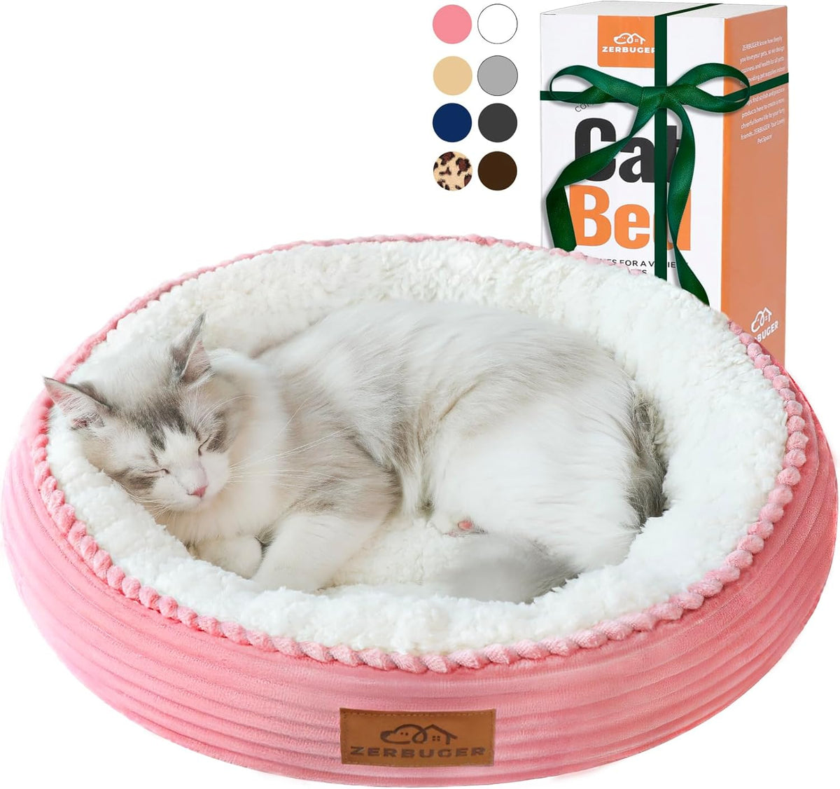 20in Pink Round Dog Bed Sofa for Dogs Cats, Machine Washable