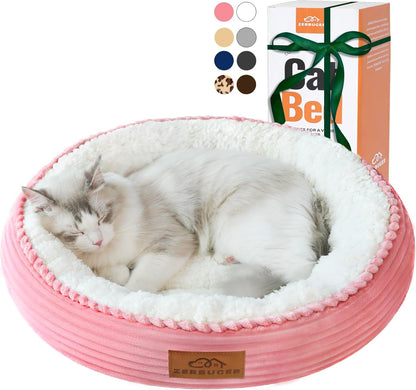 20in Pink Round Dog Bed Sofa for Dogs Cats, Machine Washable