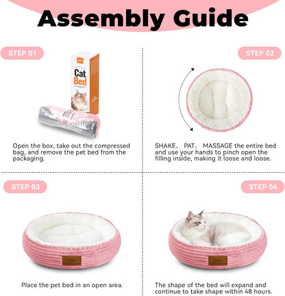 20in Pink Round Dog Bed Sofa for Dogs Cats, Machine Washable