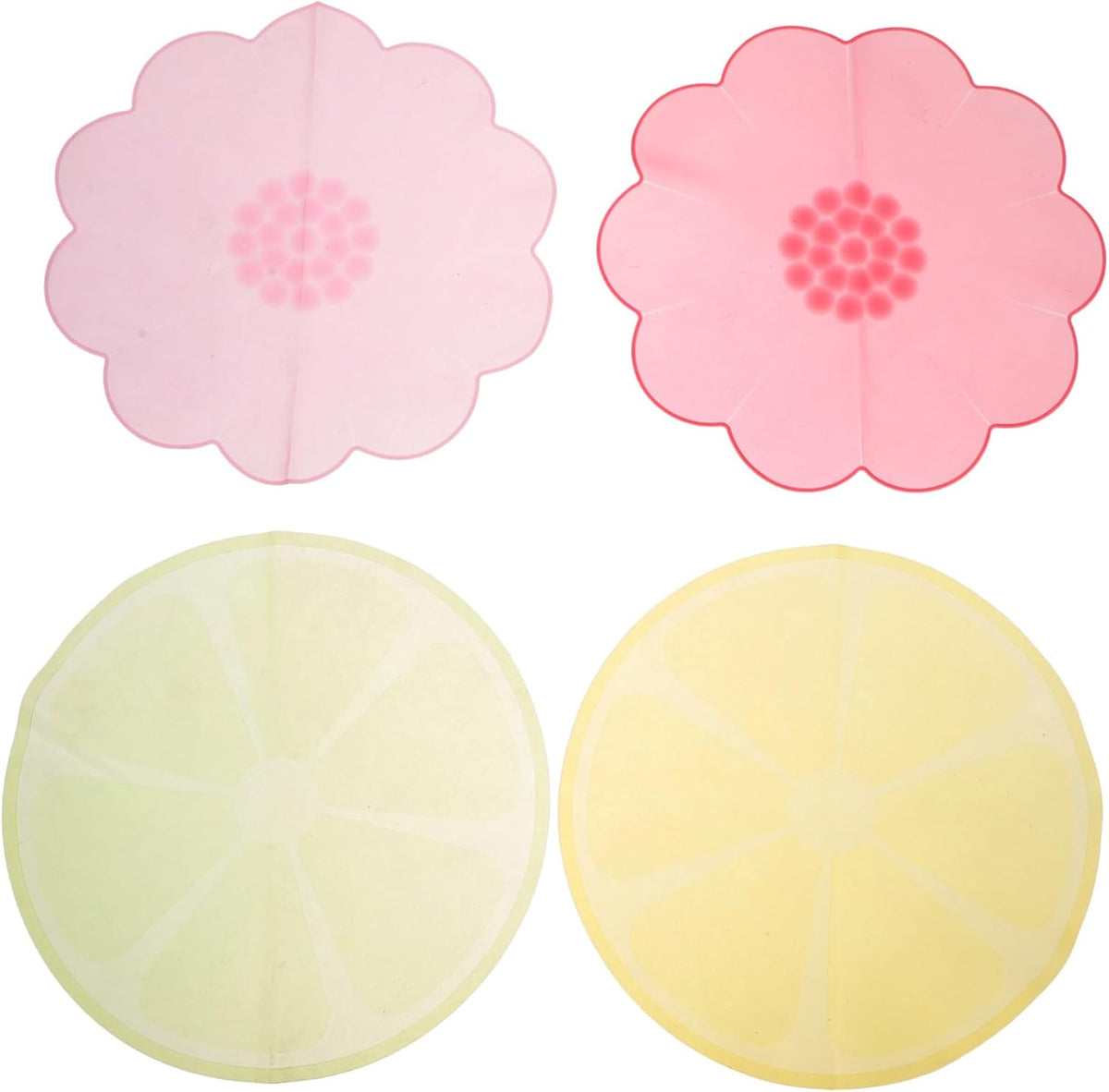 4pcs Silicone Bowl Covers Food-grade Stretchy Lids for Food Storage Airtight Seal for Oven Microwave Refrigerator Kitchen Fruit Silicone Wraps in Pink Light Pink Yellow Green