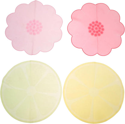 4pcs Silicone Bowl Covers Food-grade Stretchy Lids for Food Storage Airtight Seal for Oven Microwave Refrigerator Kitchen Fruit Silicone Wraps in Pink Light Pink Yellow Green