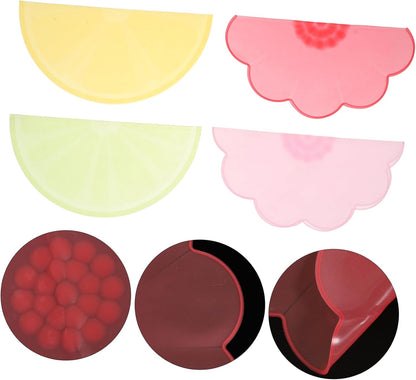 4pcs Silicone Bowl Covers Food-grade Stretchy Lids for Food Storage Airtight Seal for Oven Microwave Refrigerator Kitchen Fruit Silicone Wraps in Pink Light Pink Yellow Green