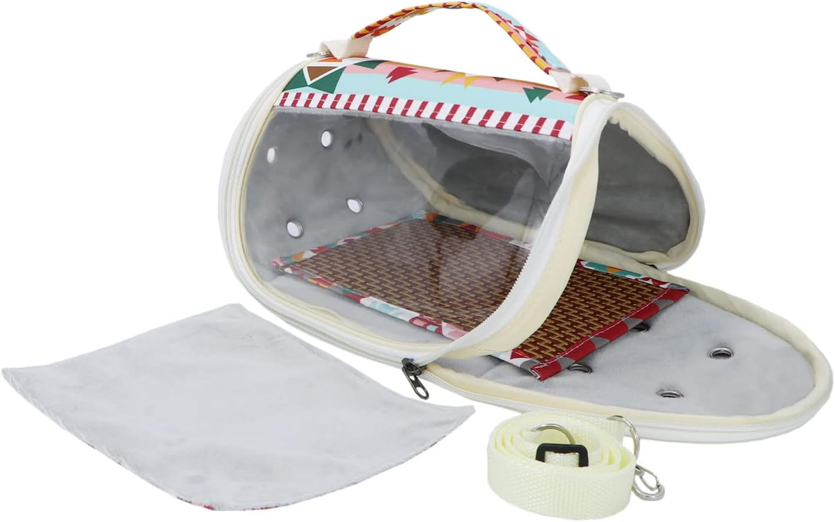 Small Pet Carrier Hamster Carrier Bag Portable Travel Carrier for Hamsters Mouse Baby Guinea Pig Hedgehog Sugar Glider Small Birds (M, Pink Ethnic)
