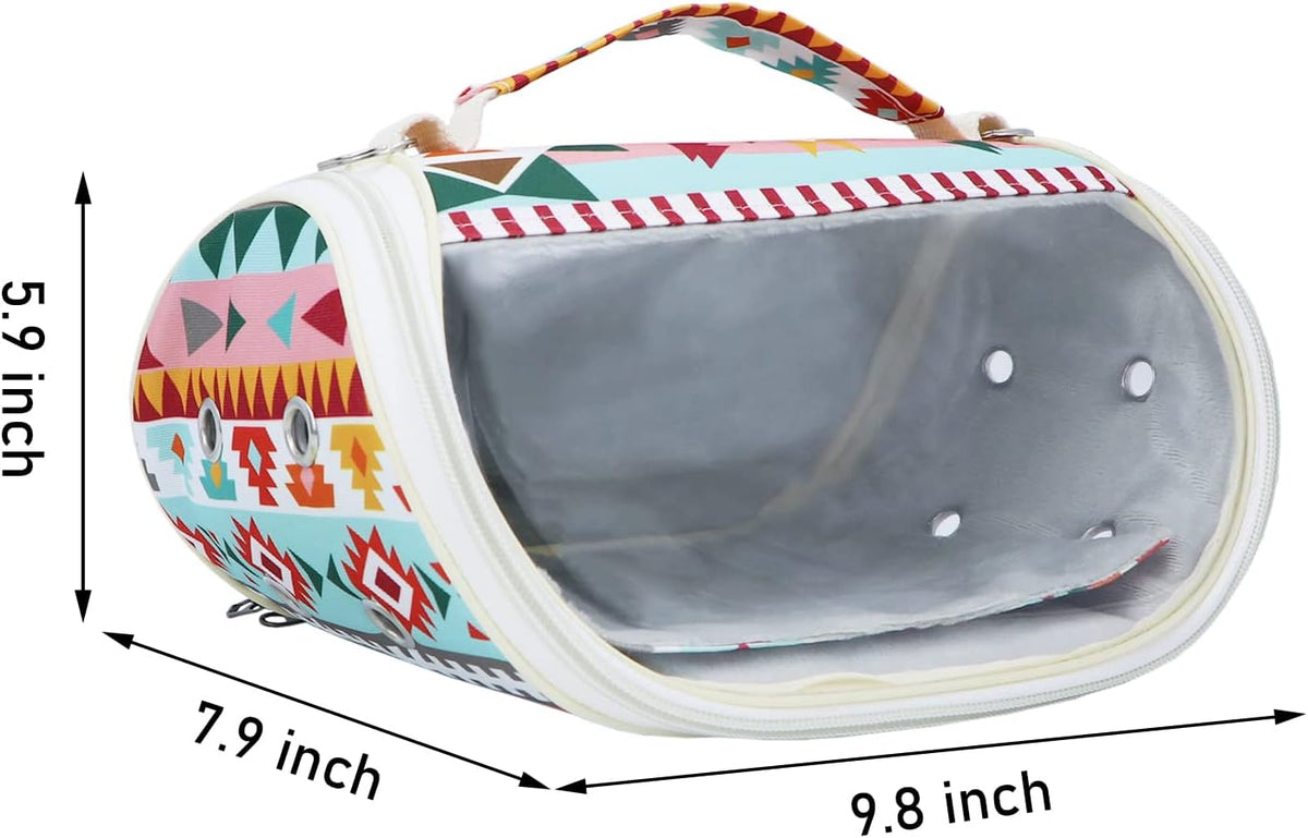 Small Pet Carrier Hamster Carrier Bag Portable Travel Carrier for Hamsters Mouse Baby Guinea Pig Hedgehog Sugar Glider Small Birds (M, Pink Ethnic)