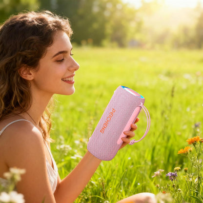 Bluetooth Speaker, Portable Wireless Clear Loud Stereo Sound IPX5 Waterproof with RGB Lights BT5.3 Long Playtime TWS Pairing,for Home Party Outdoor Beach,Great Gift Choice (Pink)