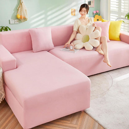 Sofa Slipcovers Textured Soft Couch Protector, Sofa Covers Washable Sectional L Shape, Couch Covers for Pets, Sofa Covers Non Slip (Pink 1 Seat)