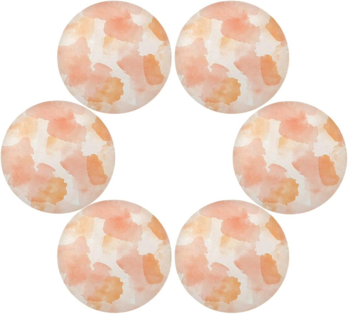 Placemats Set of 6 Peach Pattern Round Table Mats for Kitchen and Dining Washable Place Mats Heat Resistant Table Decoration 15.4 inch