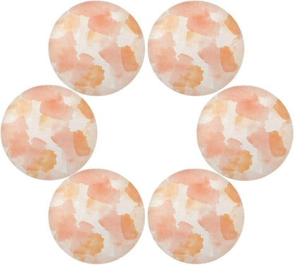 Placemats Set of 6 Peach Pattern Round Table Mats for Kitchen and Dining Washable Place Mats Heat Resistant Table Decoration 15.4 inch