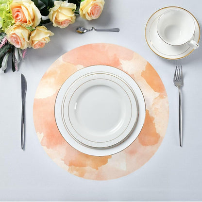 Placemats Set of 6 Peach Pattern Round Table Mats for Kitchen and Dining Washable Place Mats Heat Resistant Table Decoration 15.4 inch