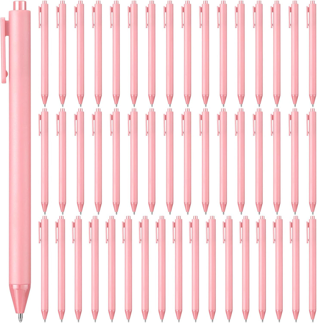 50 Pcs Ballpoint Pens Bulk Retractable Writing 1.0 mm Medium Point Black Ink Cute Pens Smooth Writing School Supplies for Teacher Students Employees Server Bridal Shower Baby Shower (Pink)