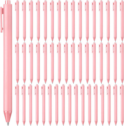 50 Pcs Ballpoint Pens Bulk Retractable Writing 1.0 mm Medium Point Black Ink Cute Pens Smooth Writing School Supplies for Teacher Students Employees Server Bridal Shower Baby Shower (Pink)