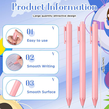 50 Pcs Ballpoint Pens Bulk Retractable Writing 1.0 mm Medium Point Black Ink Cute Pens Smooth Writing School Supplies for Teacher Students Employees Server Bridal Shower Baby Shower (Pink)