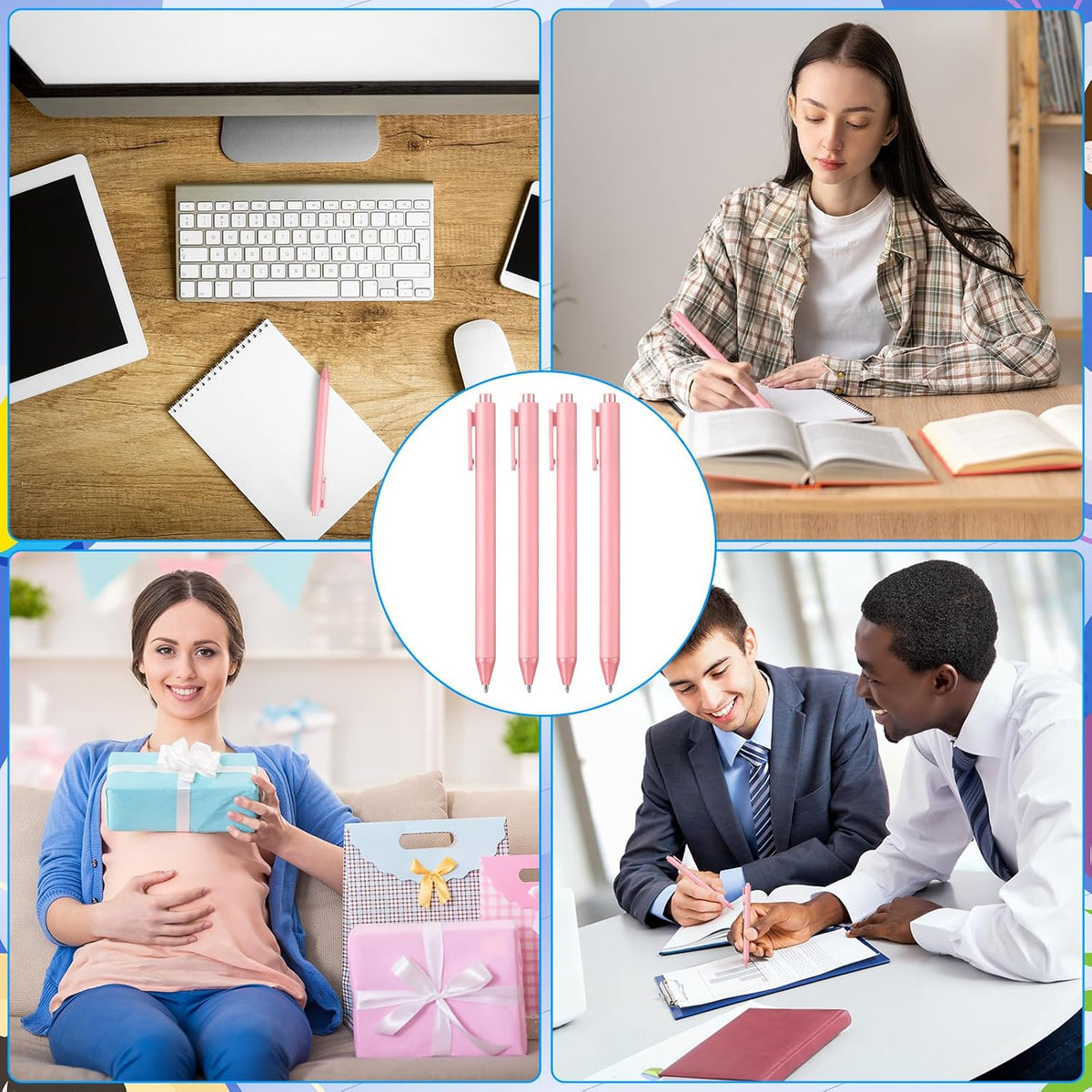 50 Pcs Ballpoint Pens Bulk Retractable Writing 1.0 mm Medium Point Black Ink Cute Pens Smooth Writing School Supplies for Teacher Students Employees Server Bridal Shower Baby Shower (Pink)
