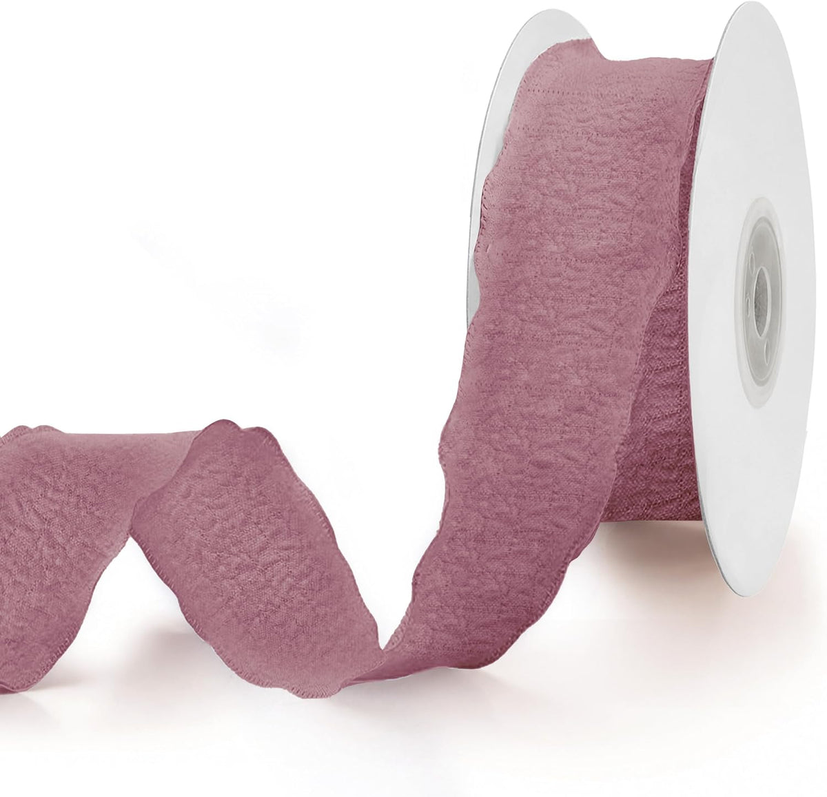 Dusty Pink Ruffle Ribbon, 1-1/2 Inch x 10 Yards Chiffon Silk Ribbons