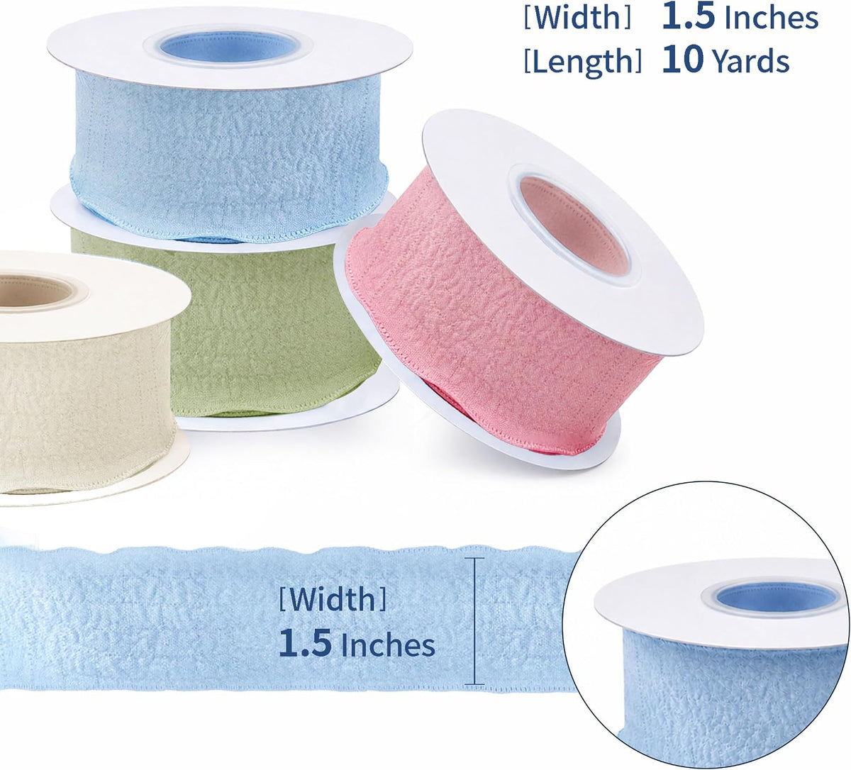 Dusty Pink Ruffle Ribbon, 1-1/2 Inch x 10 Yards Chiffon Silk Ribbons