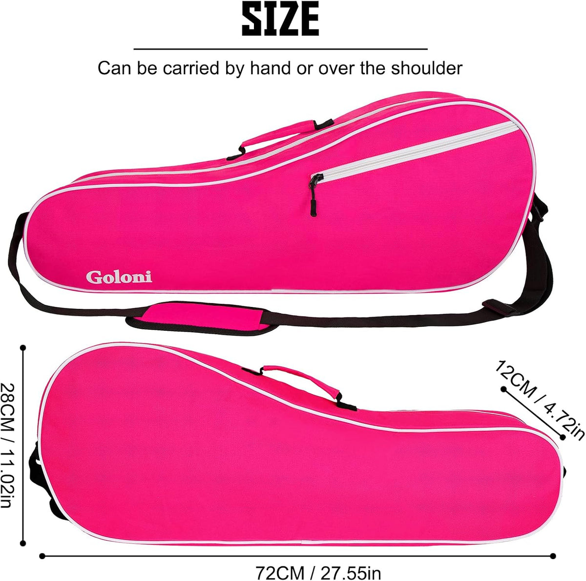Goloni Tennis Bag for 3-4 Rackets, Water-Resistant Racket Bag with Padded Protection for Men Women Adults