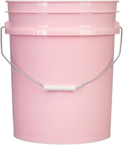 5 Gallon Pink Food Grade Plastic Storage Bucket (Pack of 3) Made in USA (Pink Buckets Without Lids)